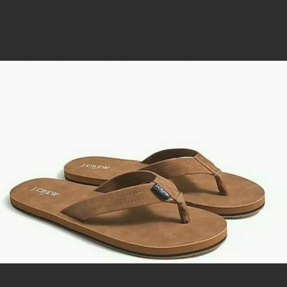J.CREW MEN'S TAN LEATHER Flip Flops SANDALS 9, 10, 11,12 ,13 - Picture 1 of 6